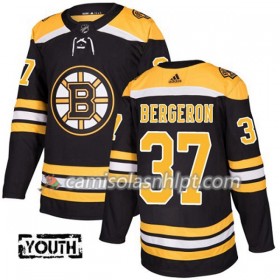 Camisola Boston Bruins Patrice Bergeron 37 Adidas 2017-2018 Preto Authentic - Criança